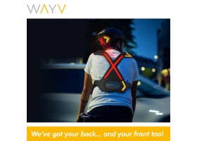 WAYV harness and helmet mounted safety lights for cyclists.