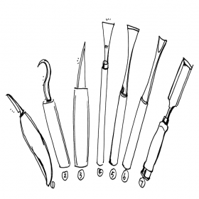 修光平刀 手工雕刻刀、仰口削刀、打坯平刀、圆弧打坯刀、德式木工凿、木工榔头