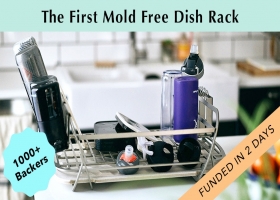 THIS SELF-DRYING DISH RACK USES AN ORGANIC MINERAL TO INSTANTLY EVAPORATE WATER